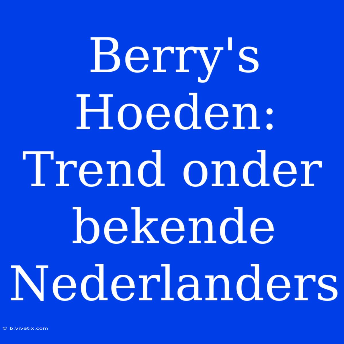 Berry's Hoeden: Trend Onder Bekende Nederlanders