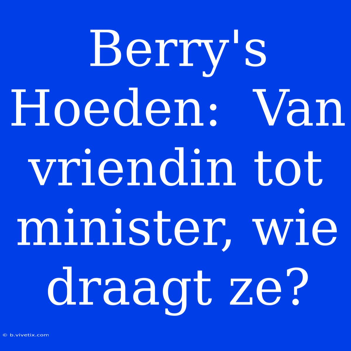 Berry's Hoeden:  Van Vriendin Tot Minister, Wie Draagt Ze? 