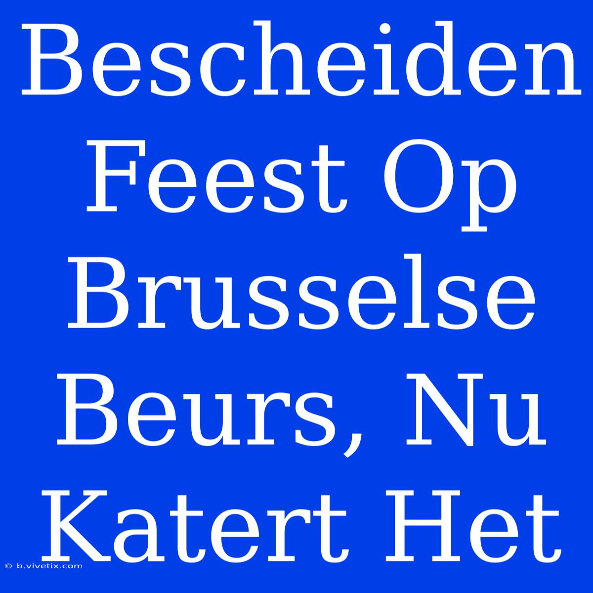 Bescheiden Feest Op Brusselse Beurs, Nu Katert Het 