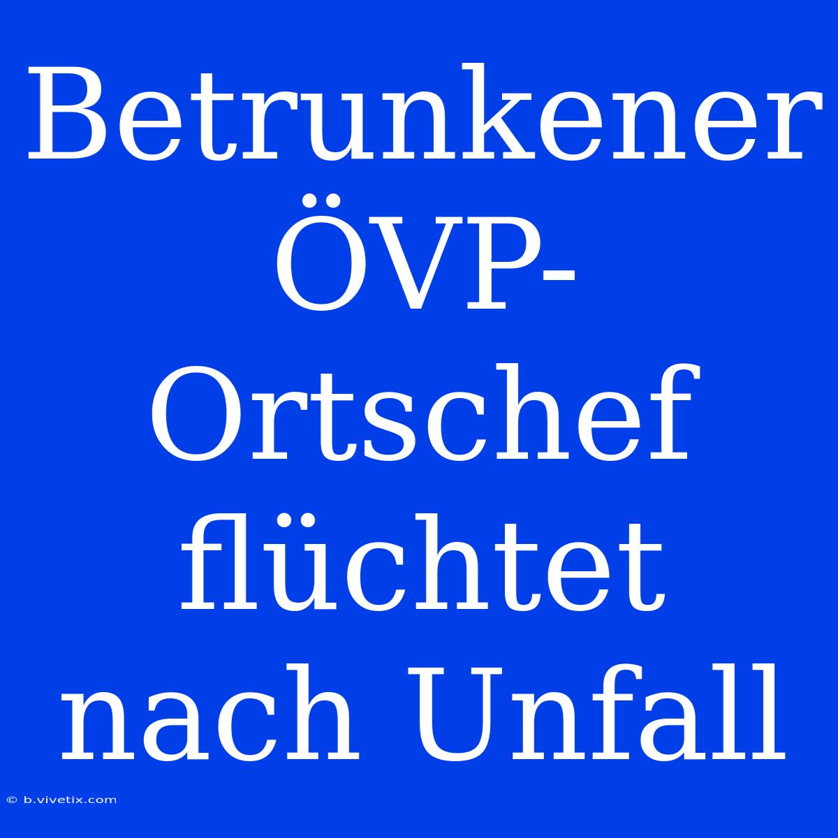 Betrunkener ÖVP-Ortschef Flüchtet Nach Unfall