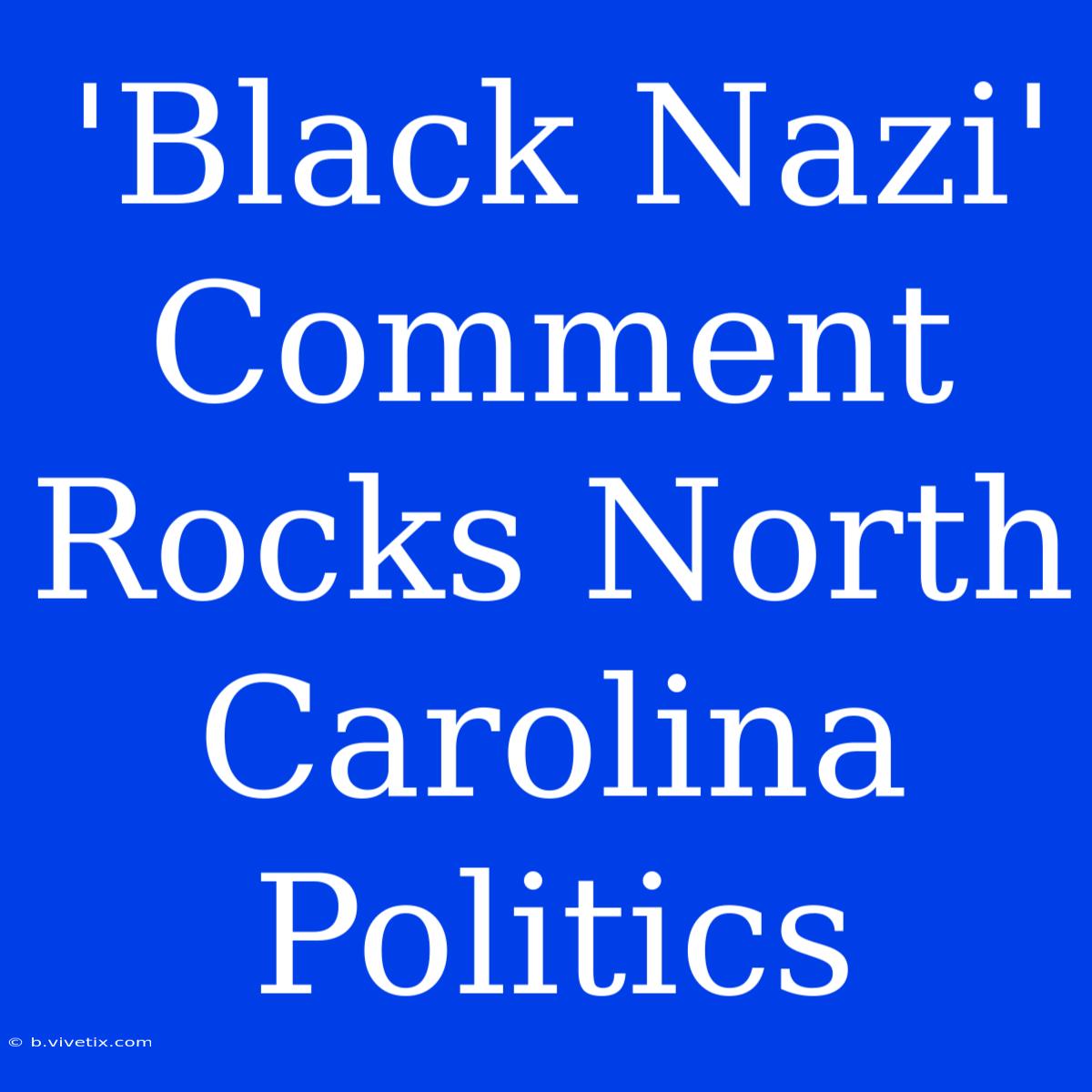 'Black Nazi' Comment Rocks North Carolina Politics