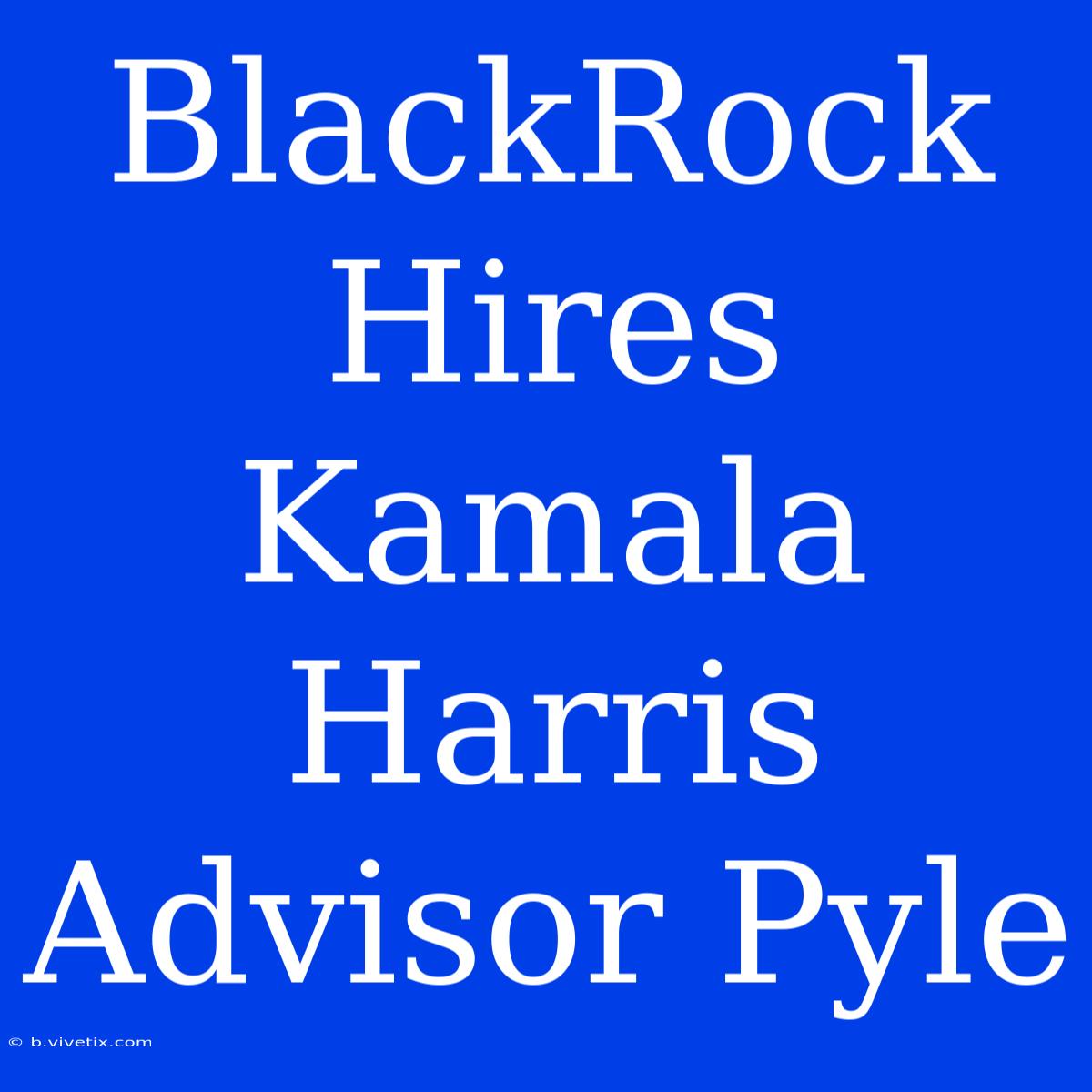 BlackRock Hires Kamala Harris Advisor Pyle