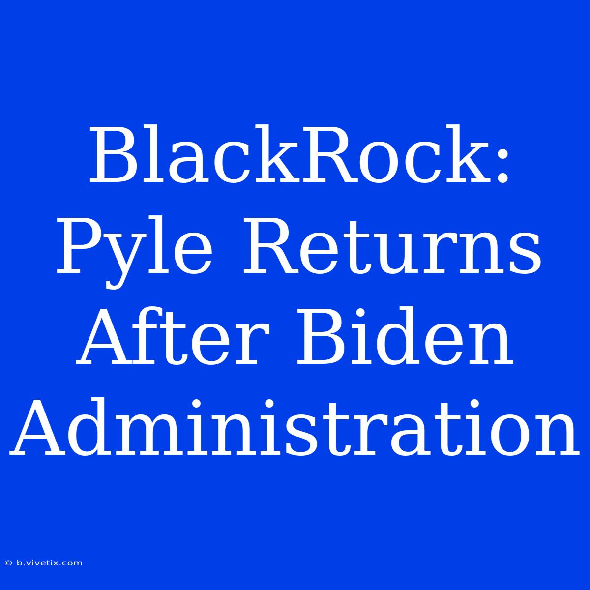 BlackRock: Pyle Returns After Biden Administration