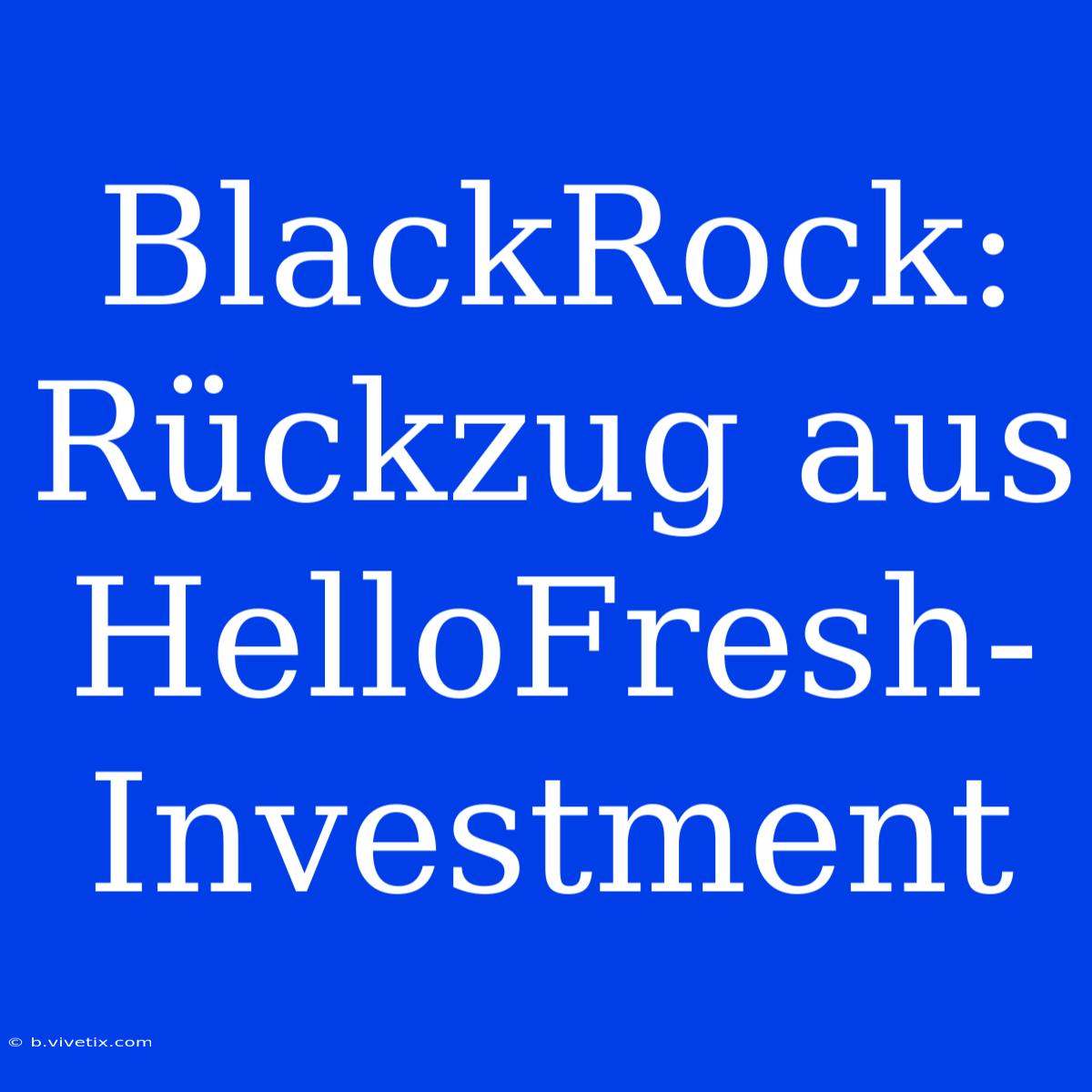 BlackRock: Rückzug Aus HelloFresh-Investment