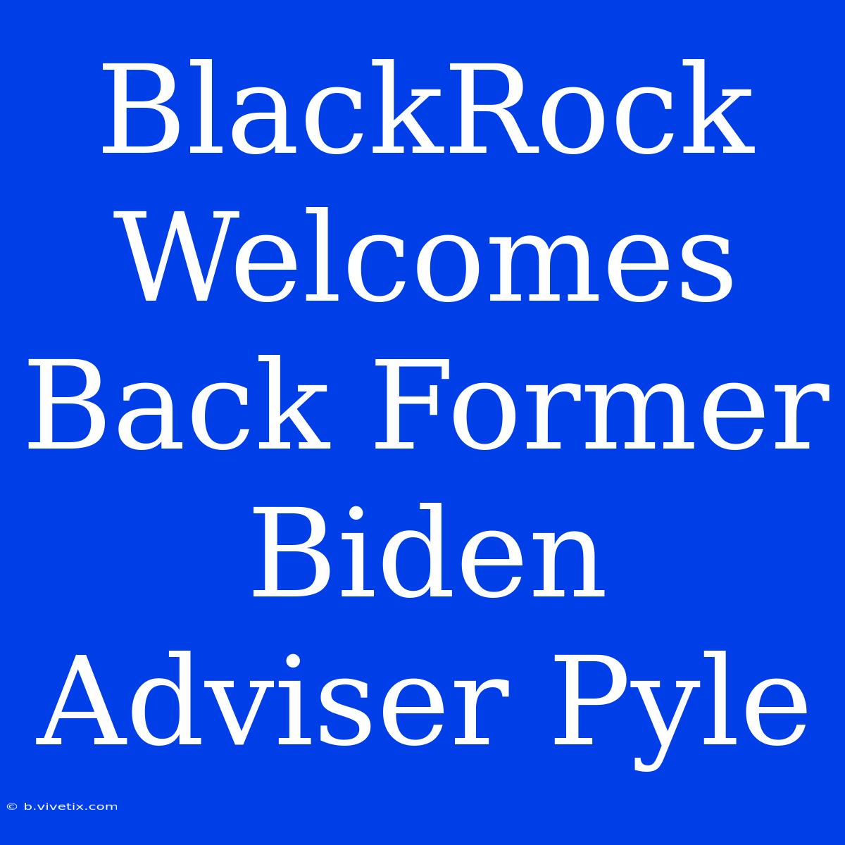 BlackRock Welcomes Back Former Biden Adviser Pyle