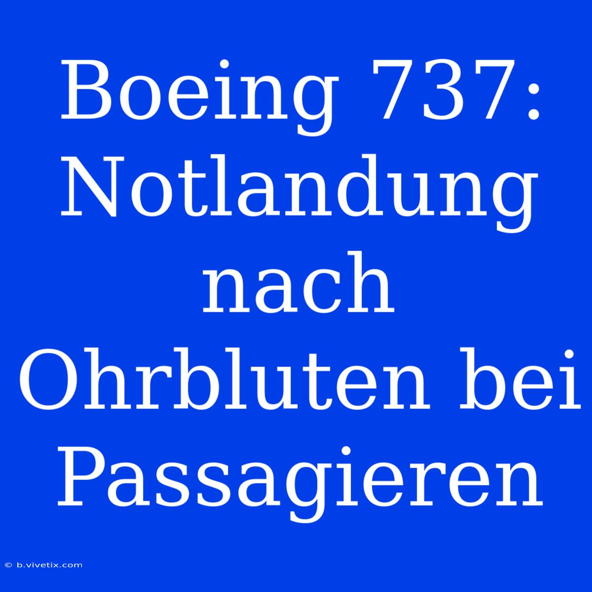 Boeing 737: Notlandung Nach Ohrbluten Bei Passagieren