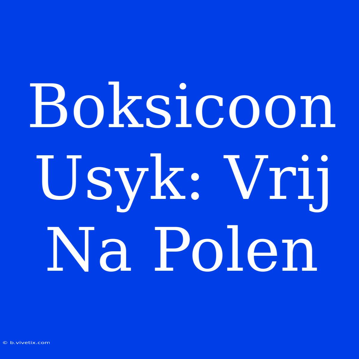 Boksicoon Usyk: Vrij Na Polen 