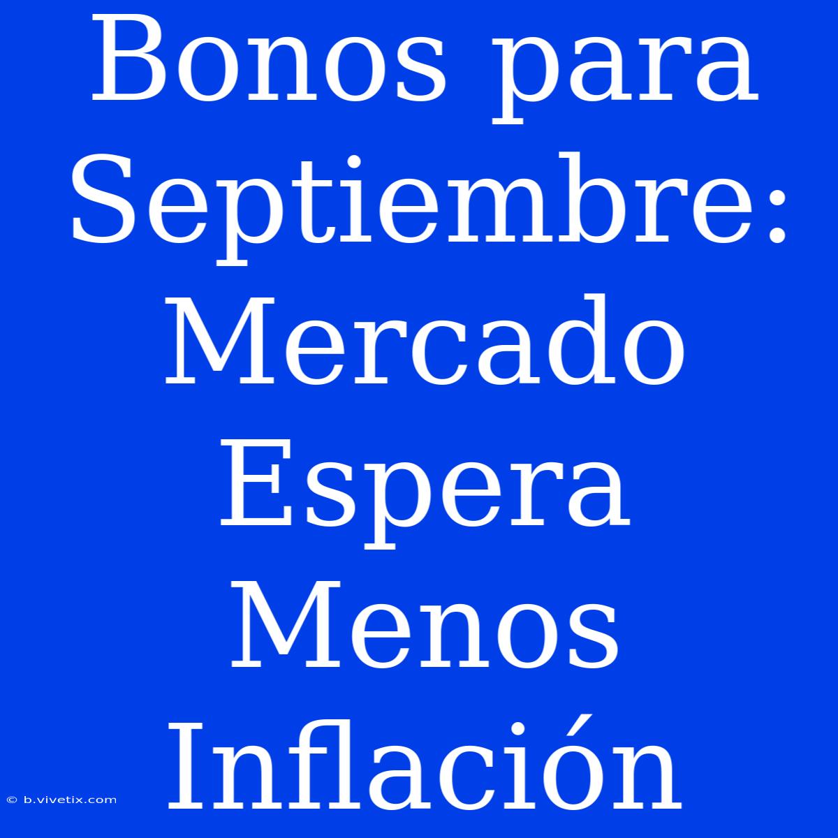 Bonos Para Septiembre:  Mercado Espera Menos Inflación