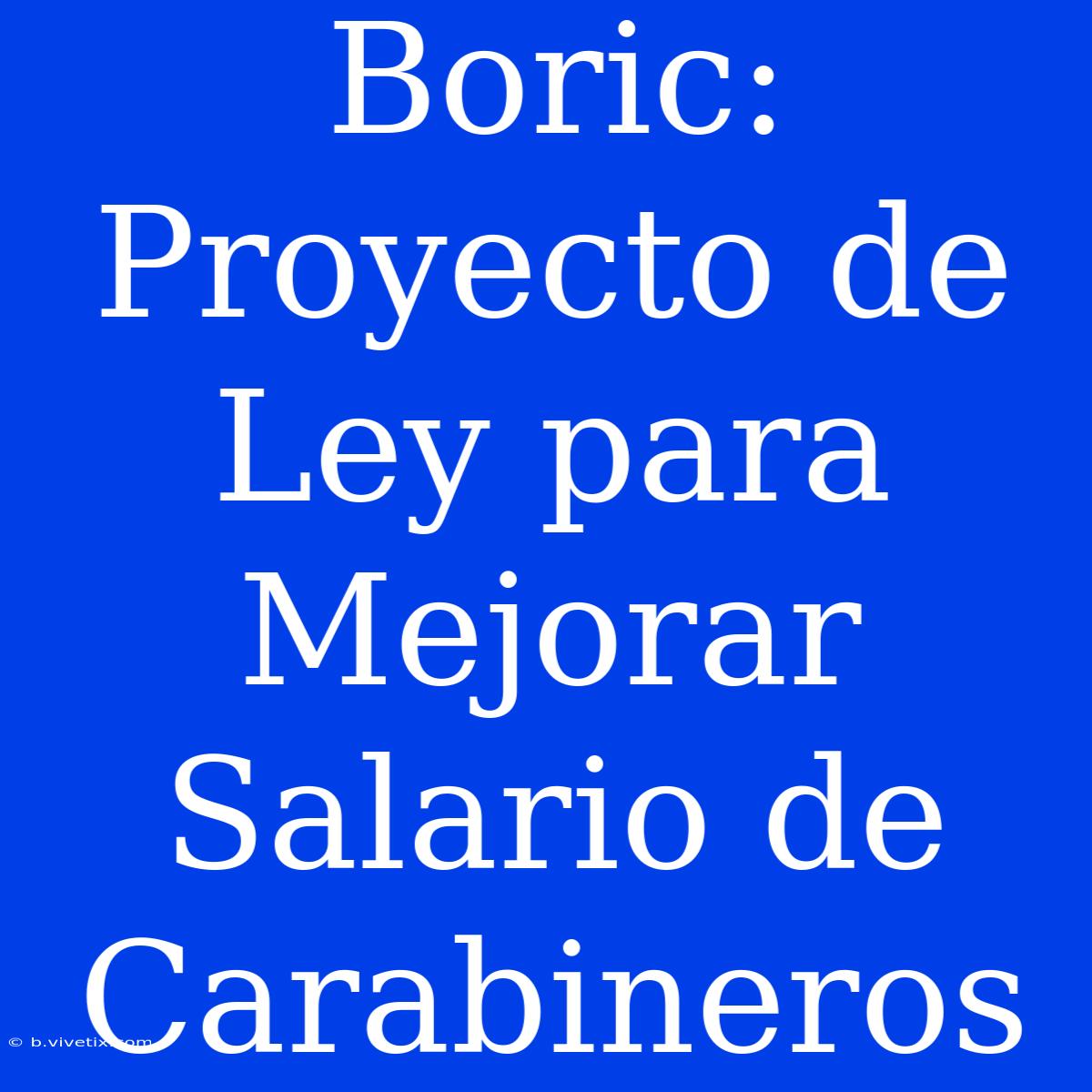 Boric: Proyecto De Ley Para Mejorar Salario De Carabineros