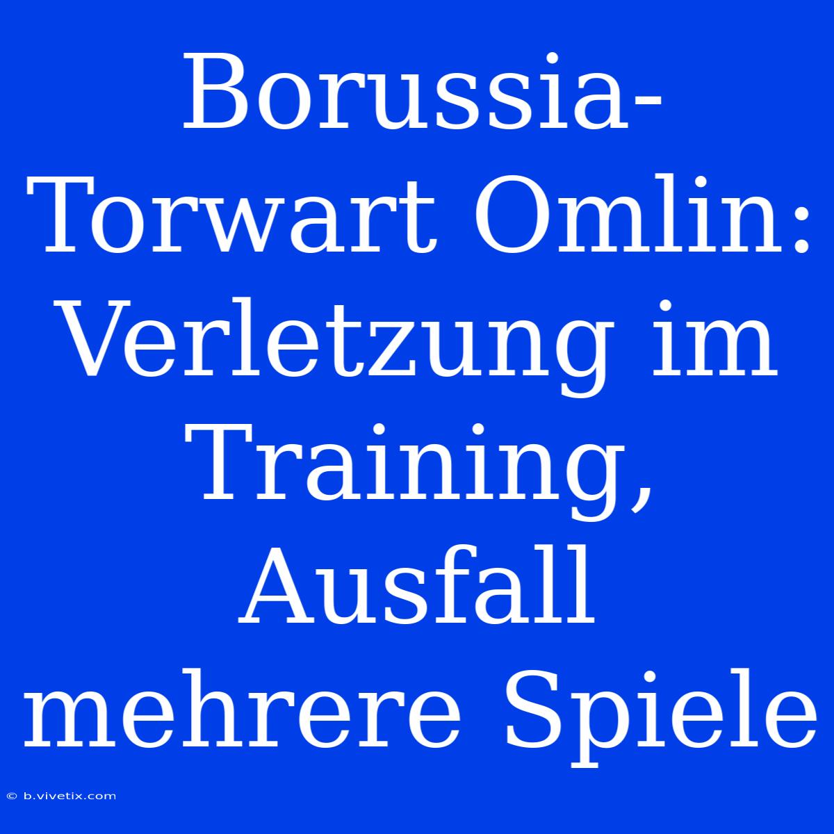 Borussia-Torwart Omlin: Verletzung Im Training, Ausfall Mehrere Spiele