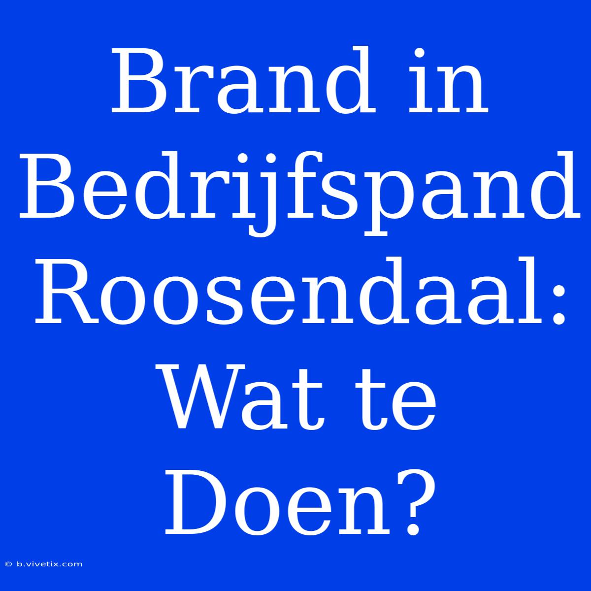 Brand In Bedrijfspand Roosendaal: Wat Te Doen?