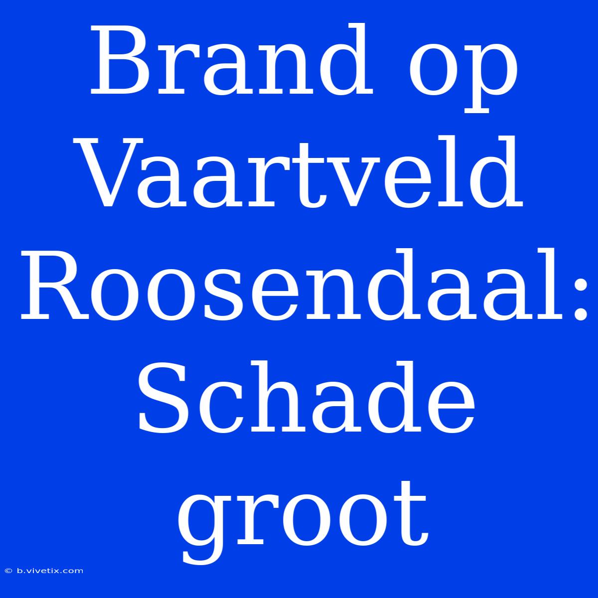 Brand Op Vaartveld Roosendaal: Schade Groot