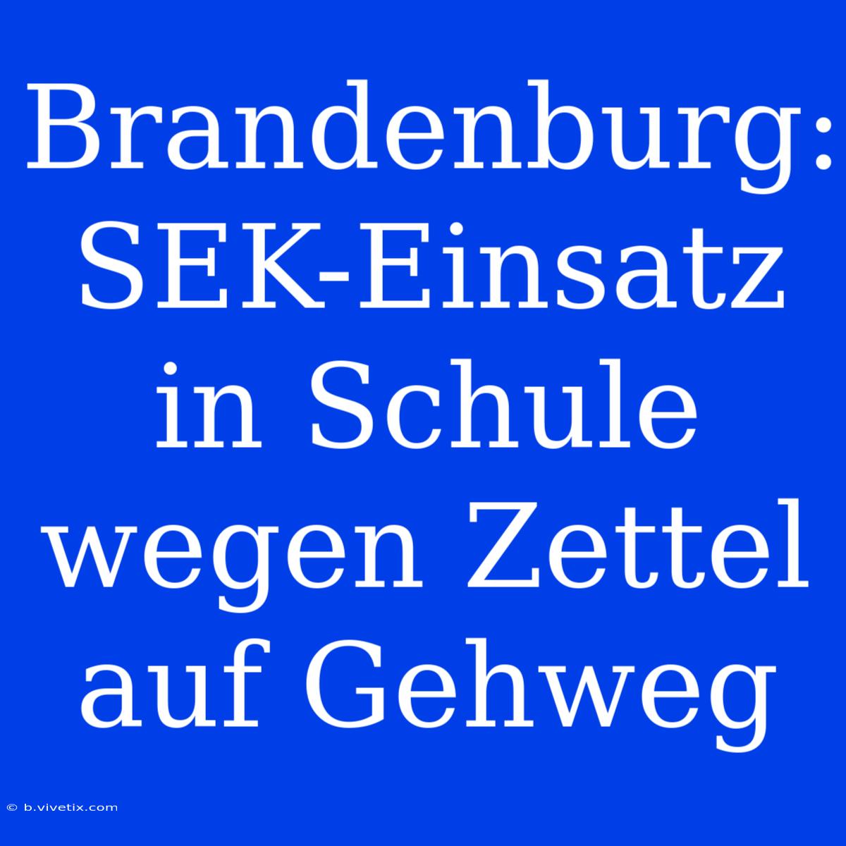 Brandenburg: SEK-Einsatz In Schule Wegen Zettel Auf Gehweg