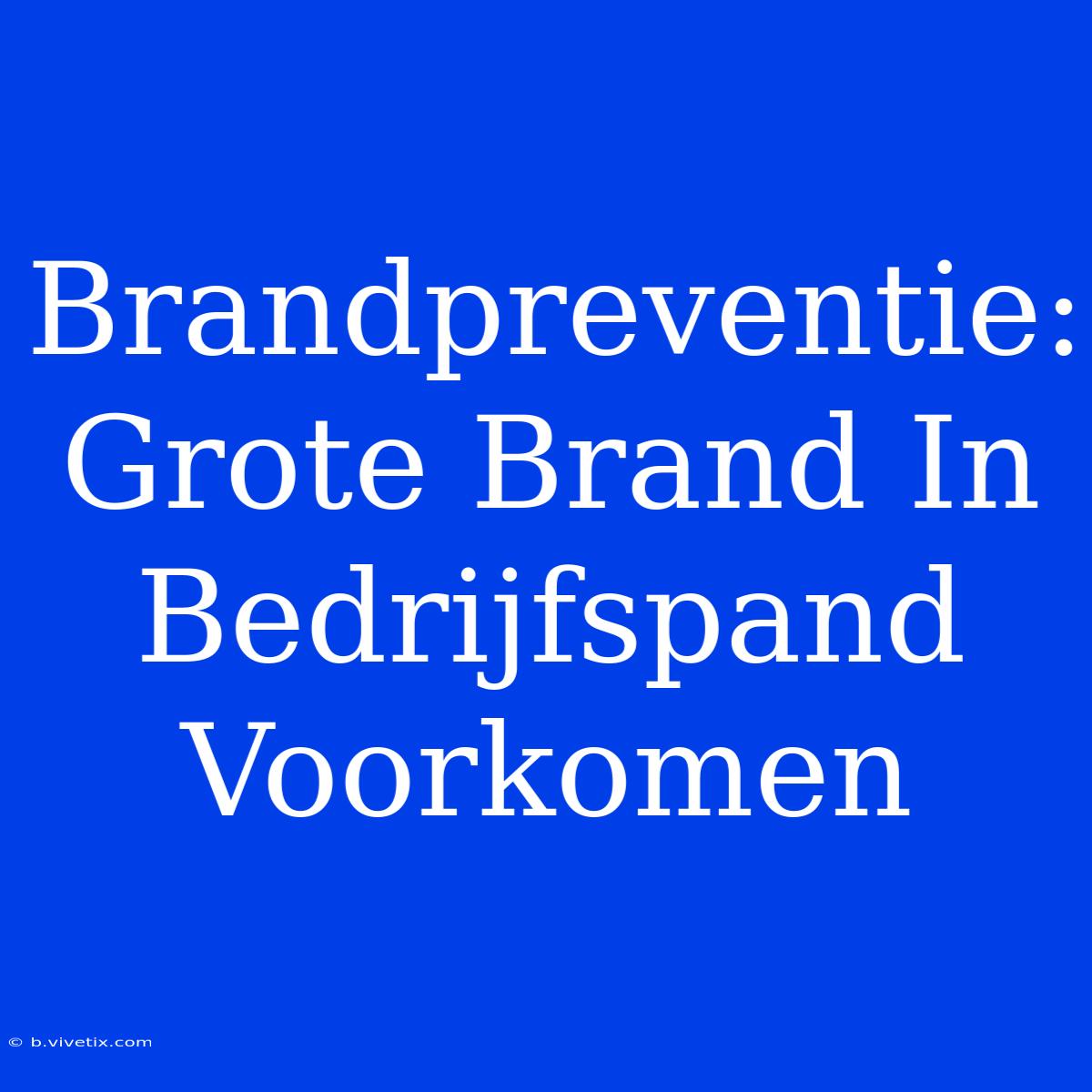 Brandpreventie: Grote Brand In Bedrijfspand Voorkomen