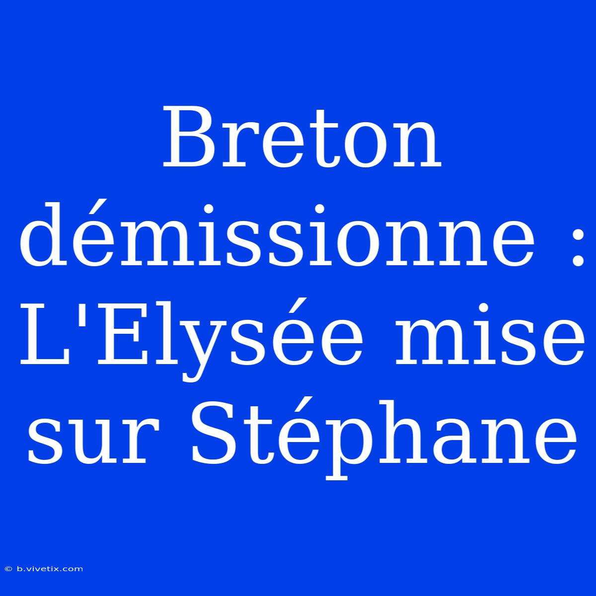 Breton Démissionne : L'Elysée Mise Sur Stéphane