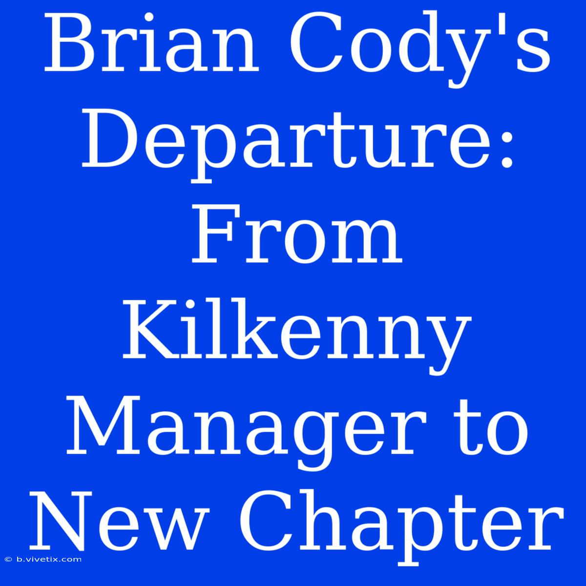 Brian Cody's Departure: From Kilkenny Manager To New Chapter