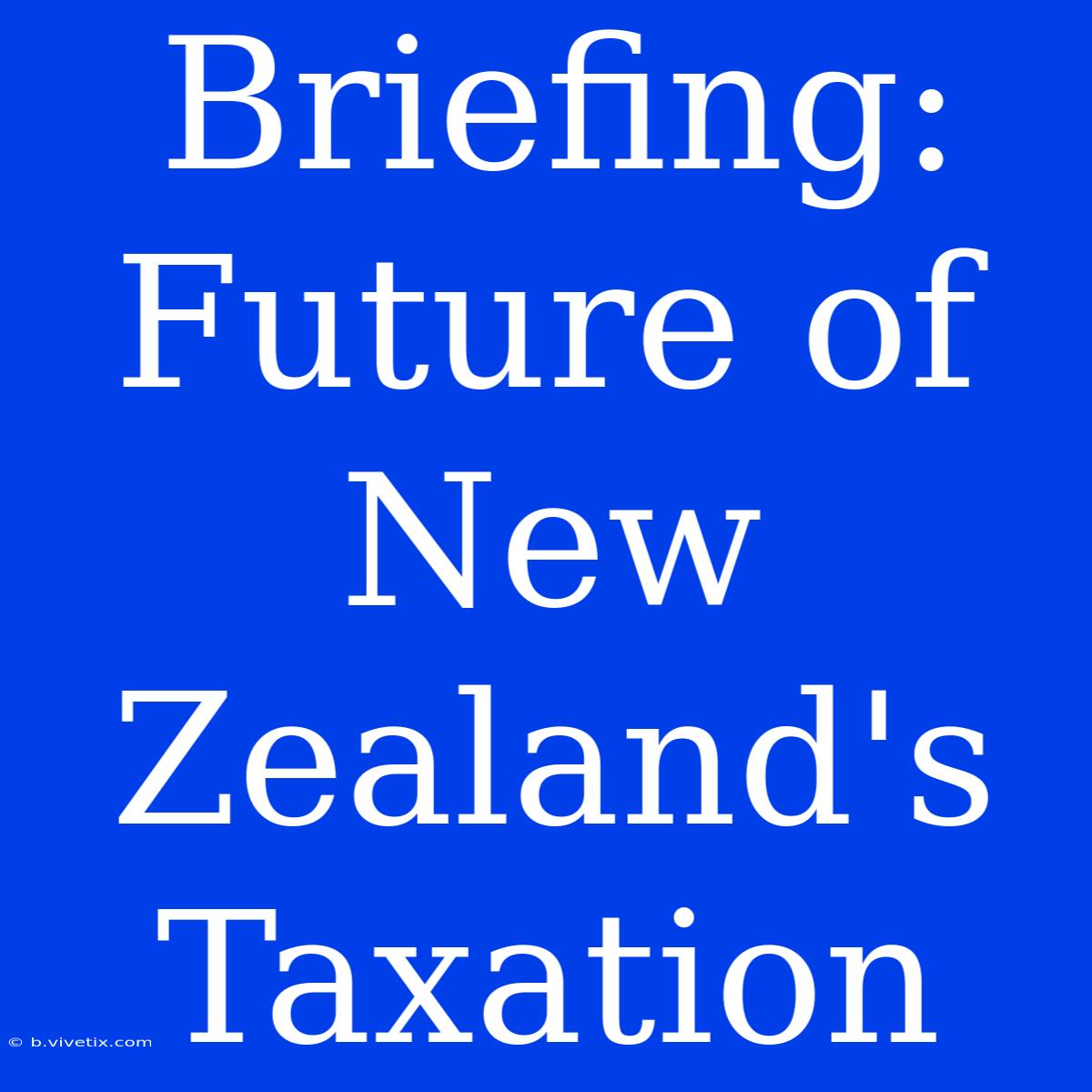 Briefing: Future Of New Zealand's Taxation