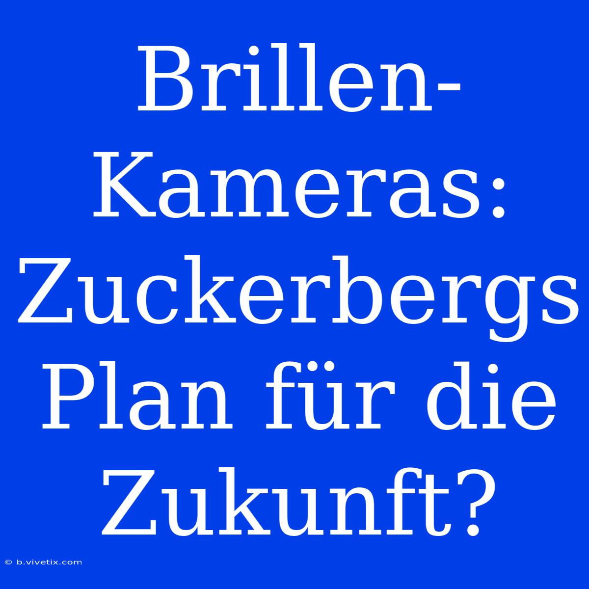 Brillen-Kameras: Zuckerbergs Plan Für Die Zukunft?