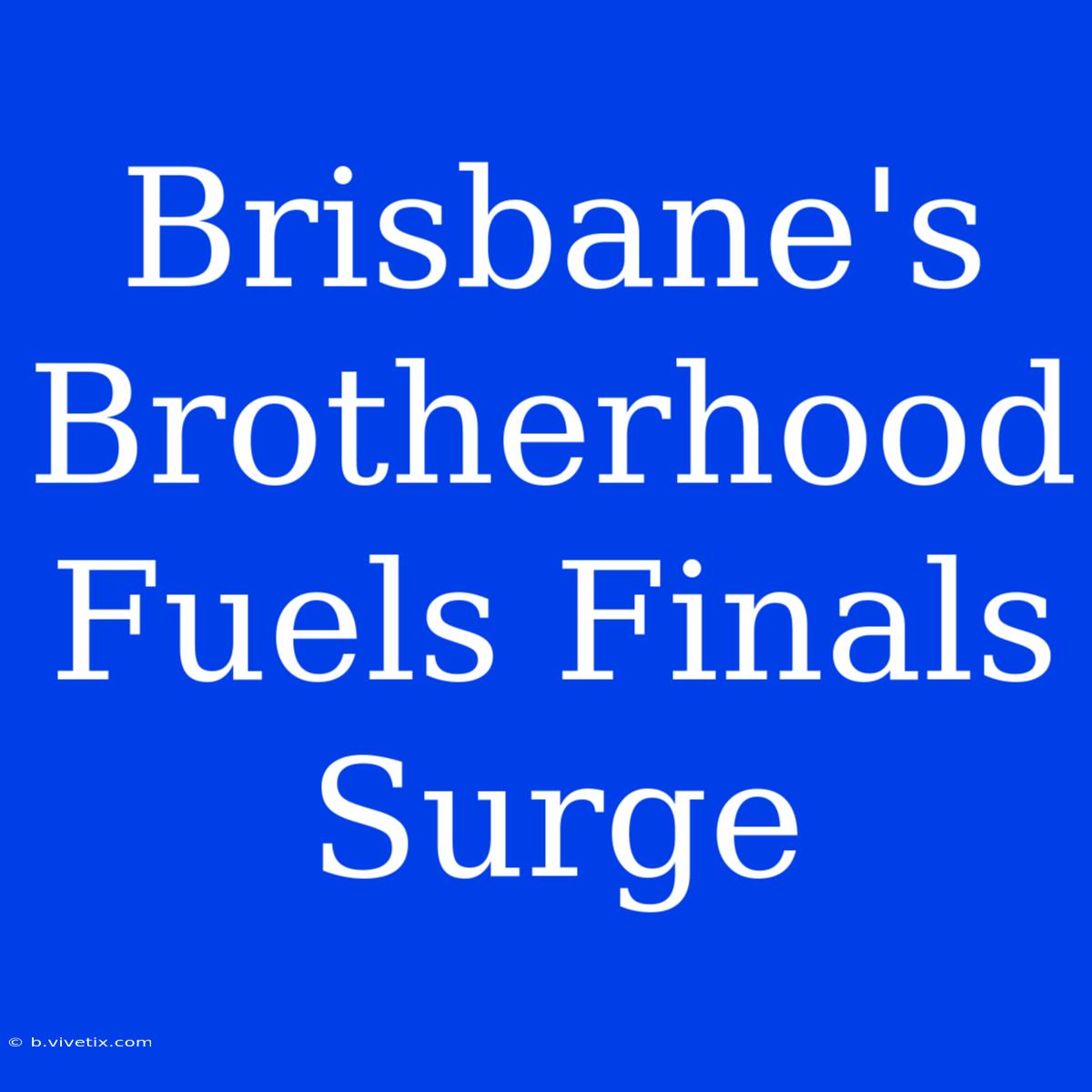 Brisbane's Brotherhood Fuels Finals Surge