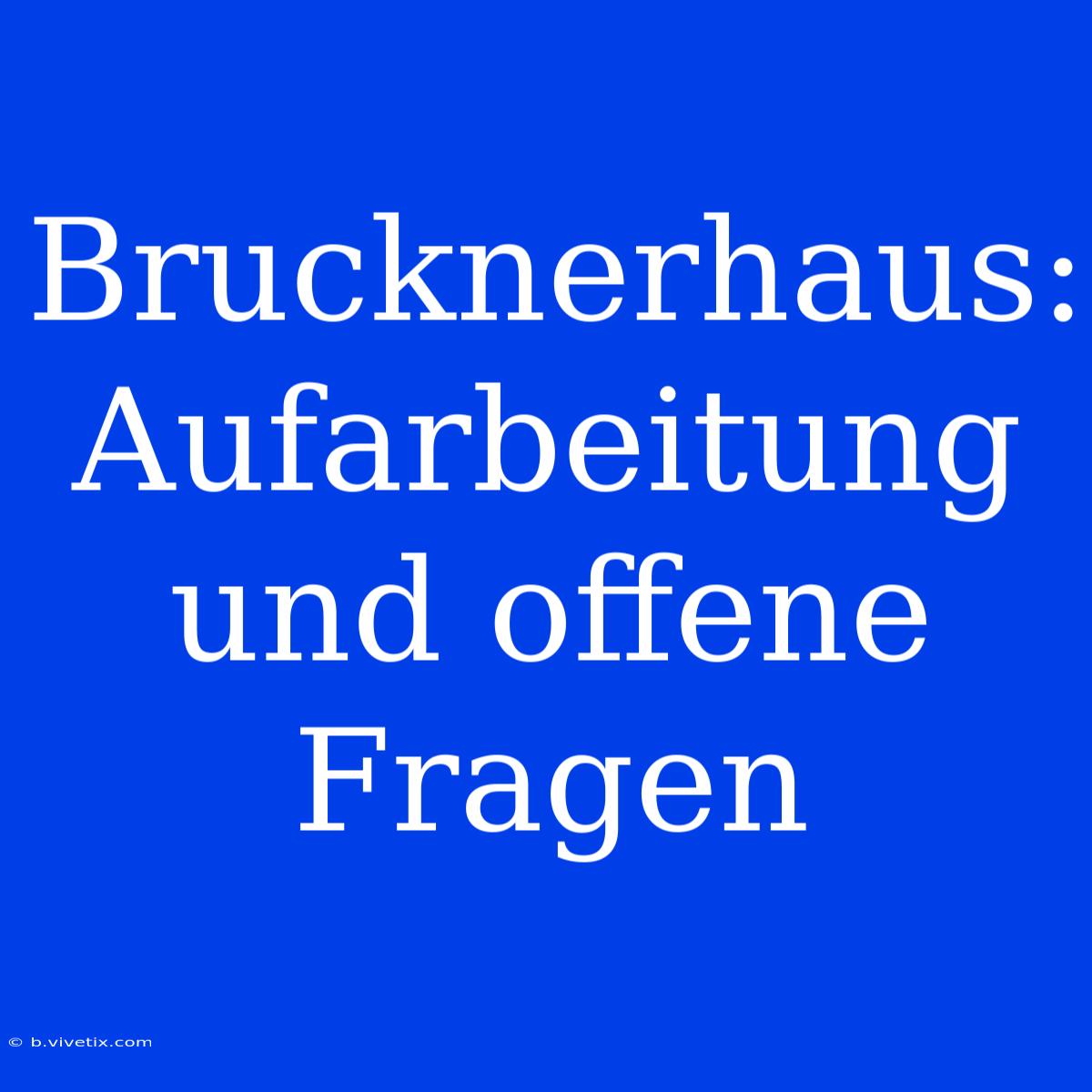 Brucknerhaus: Aufarbeitung Und Offene Fragen