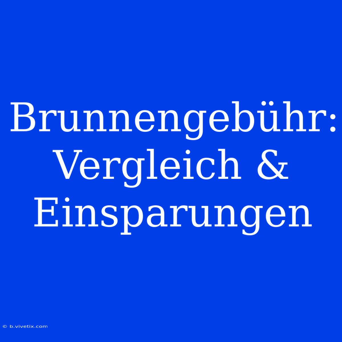 Brunnengebühr: Vergleich & Einsparungen