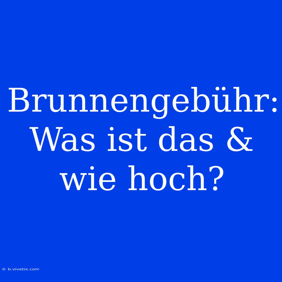 Brunnengebühr: Was Ist Das & Wie Hoch?