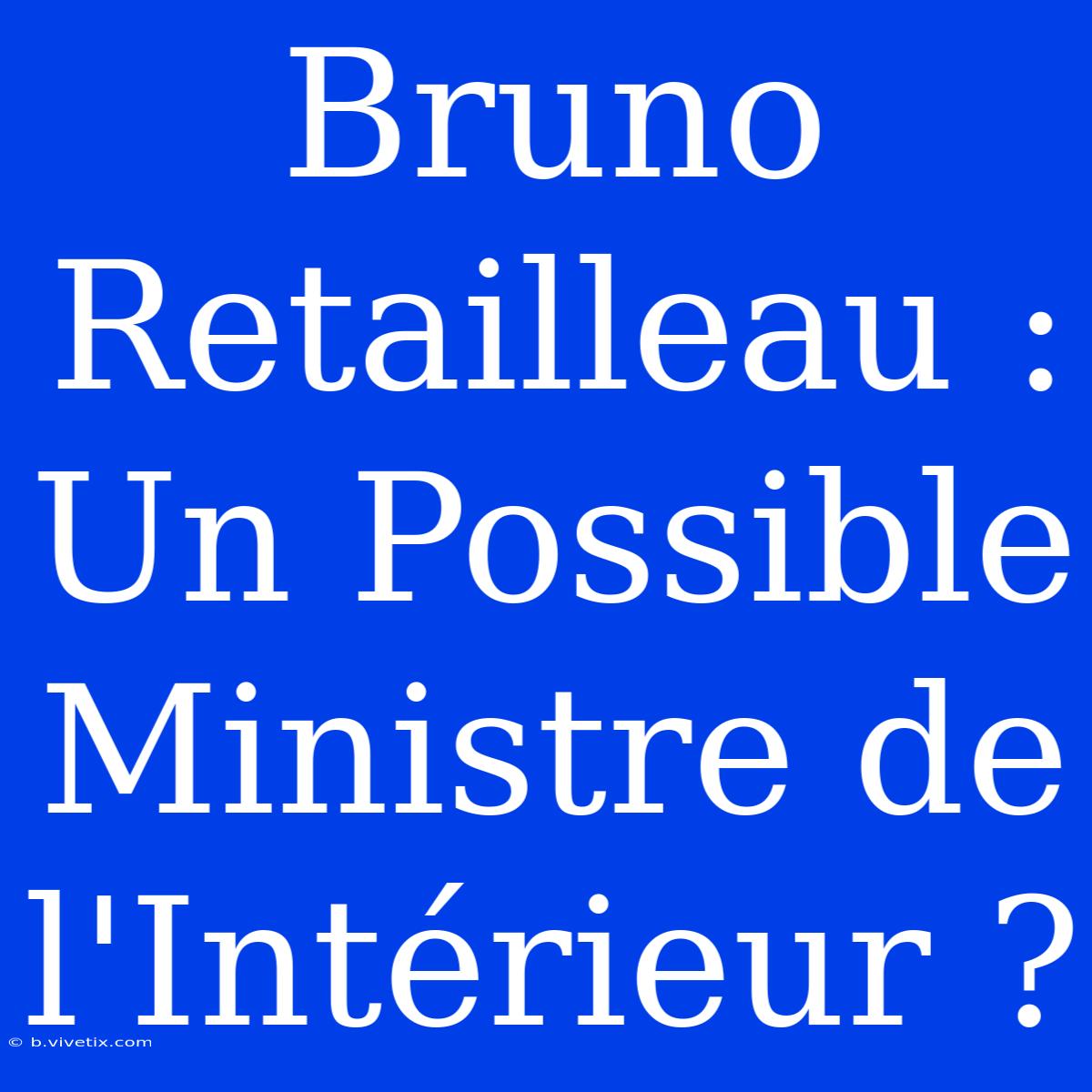 Bruno Retailleau : Un Possible Ministre De L'Intérieur ?