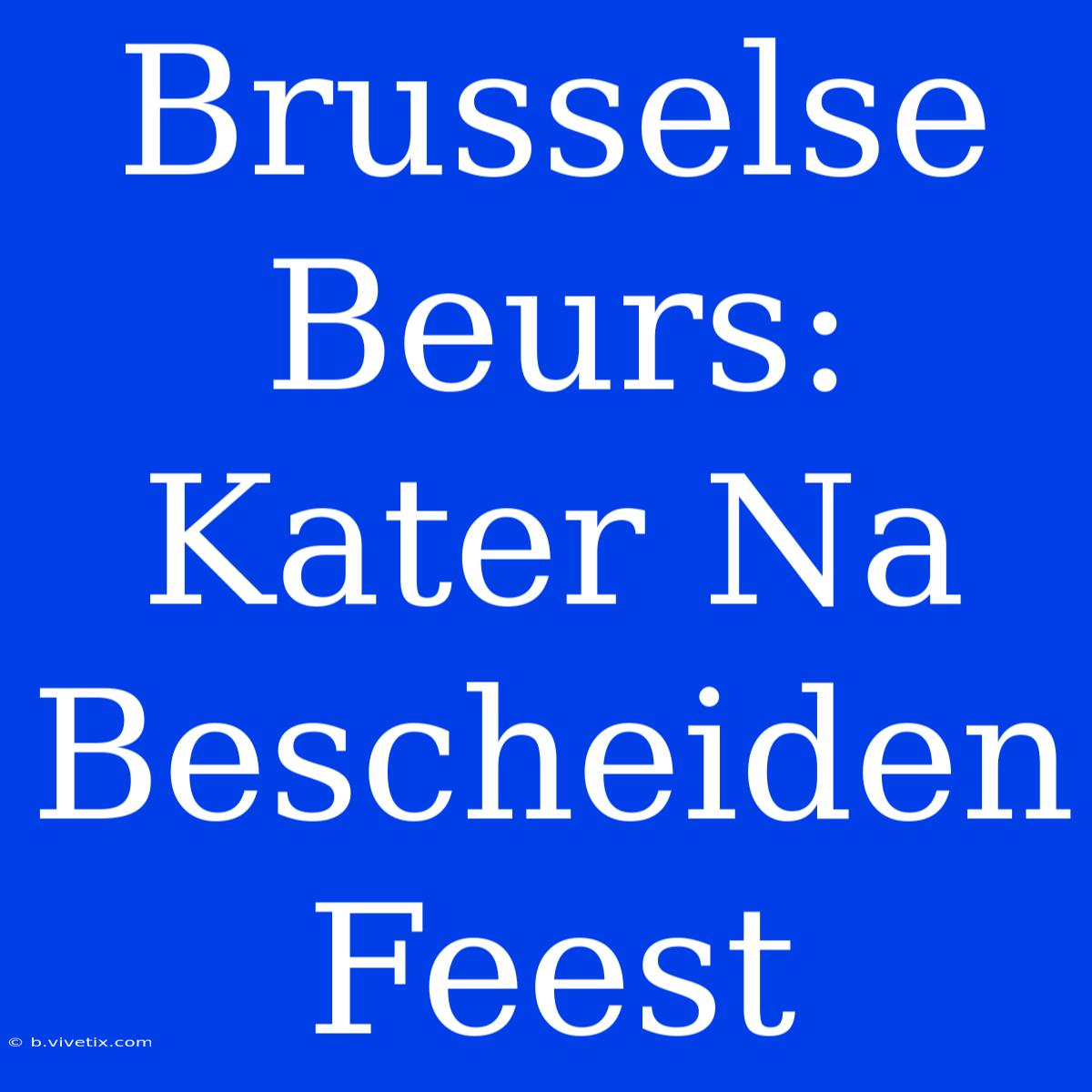 Brusselse Beurs: Kater Na Bescheiden Feest