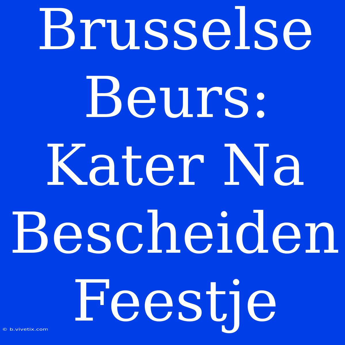 Brusselse Beurs: Kater Na Bescheiden Feestje