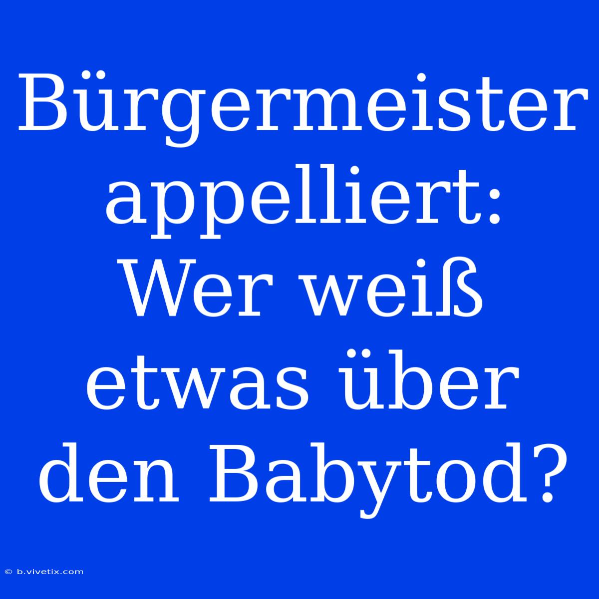 Bürgermeister Appelliert: Wer Weiß Etwas Über Den Babytod?