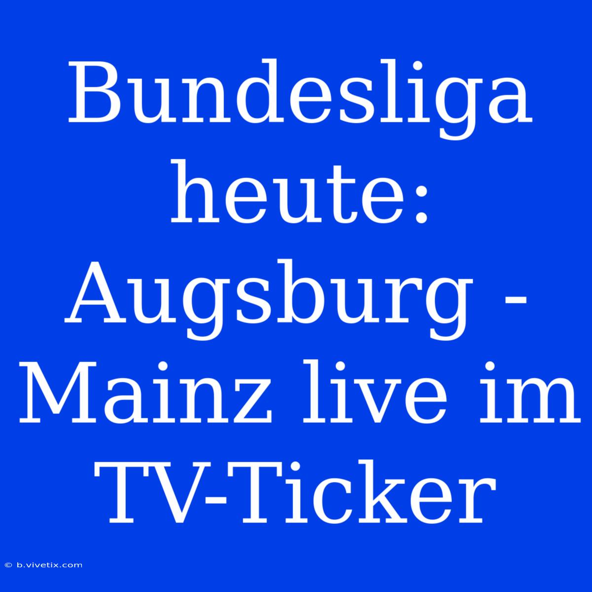 Bundesliga Heute: Augsburg - Mainz Live Im TV-Ticker