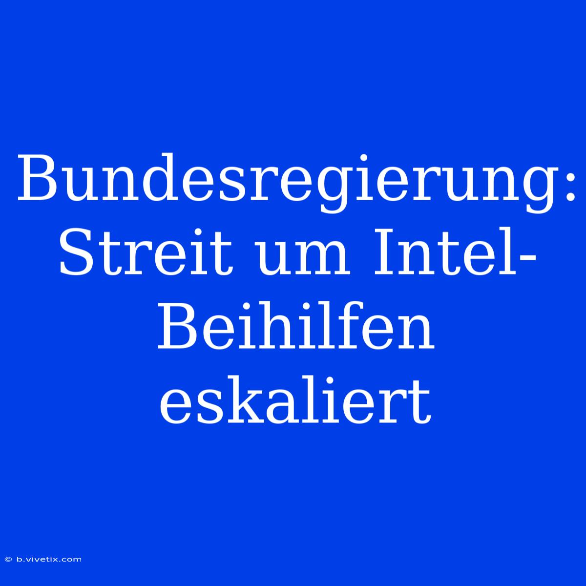 Bundesregierung: Streit Um Intel-Beihilfen Eskaliert