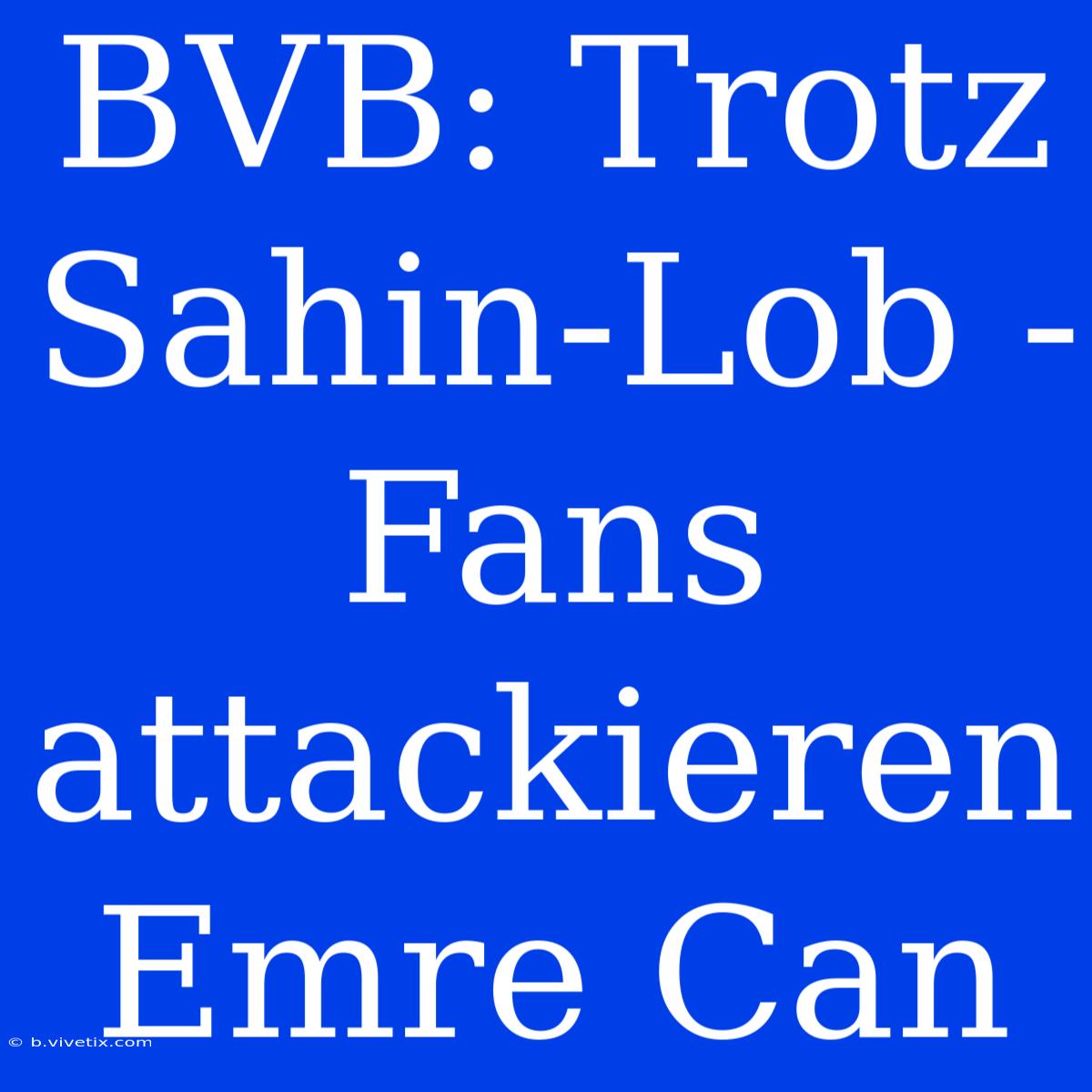 BVB: Trotz Sahin-Lob - Fans Attackieren Emre Can