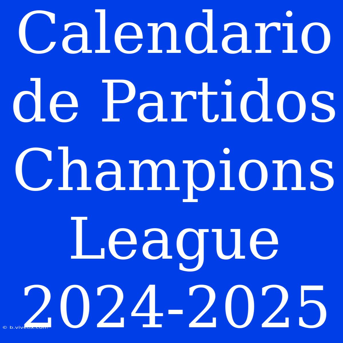 Calendario De Partidos Champions League 2024-2025