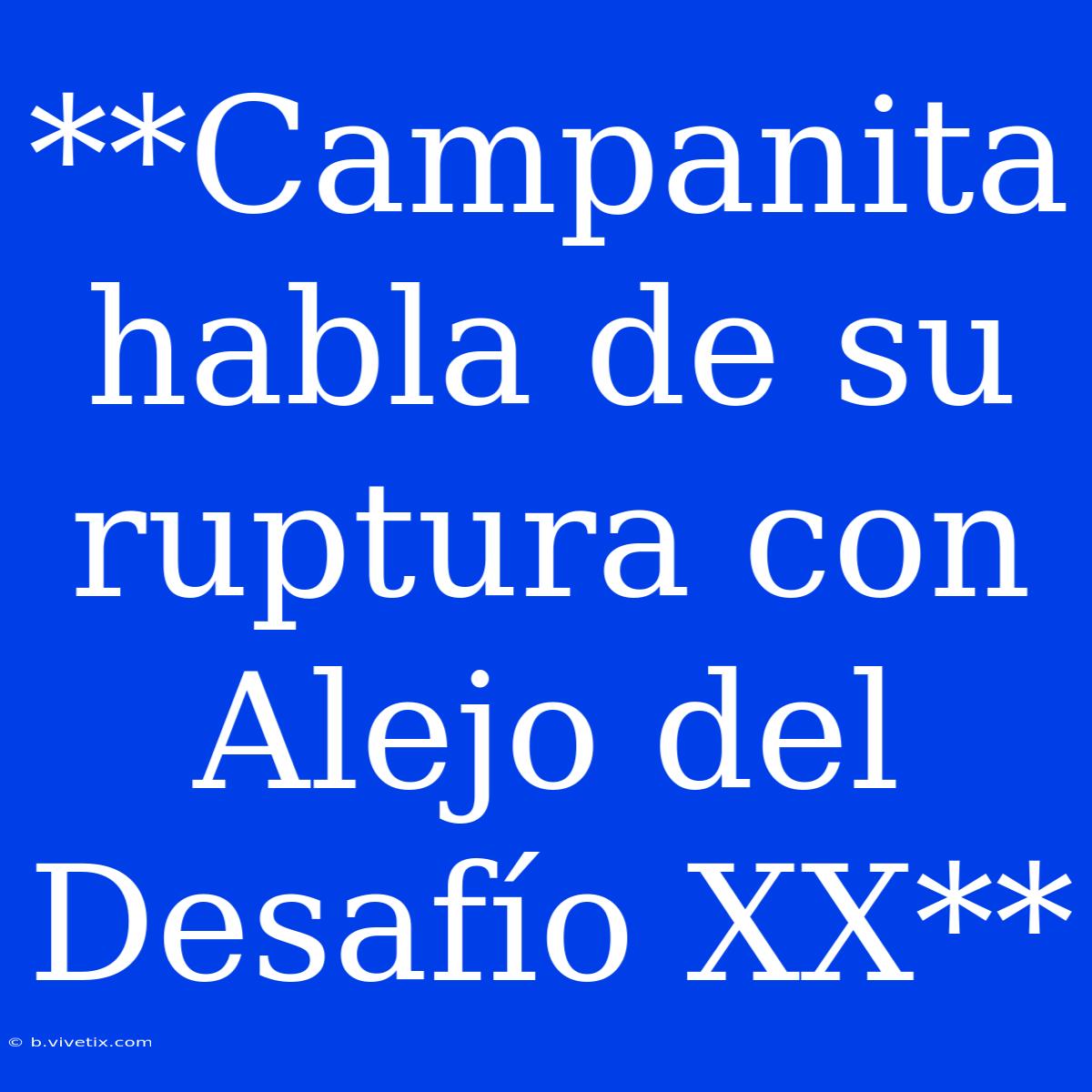 **Campanita Habla De Su Ruptura Con Alejo Del Desafío XX** 