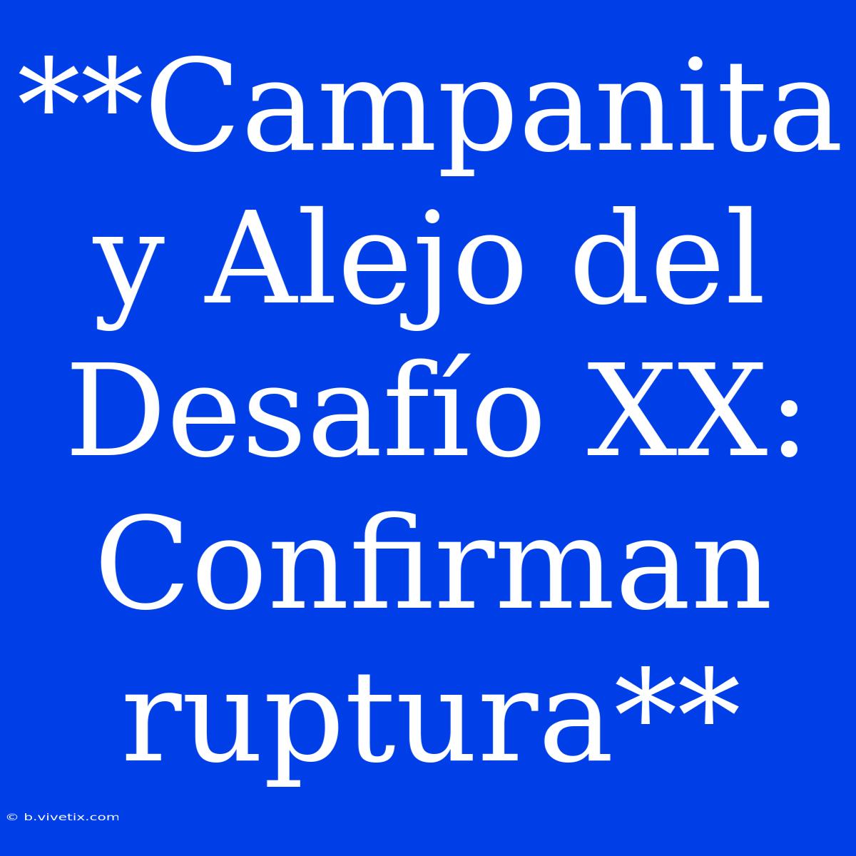 **Campanita Y Alejo Del Desafío XX: Confirman Ruptura**