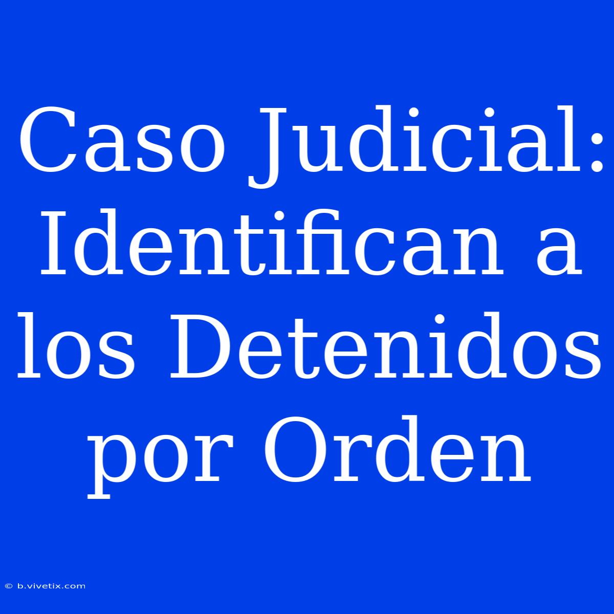 Caso Judicial: Identifican A Los Detenidos Por Orden