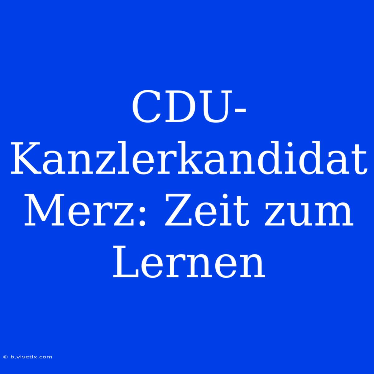 CDU-Kanzlerkandidat Merz: Zeit Zum Lernen 