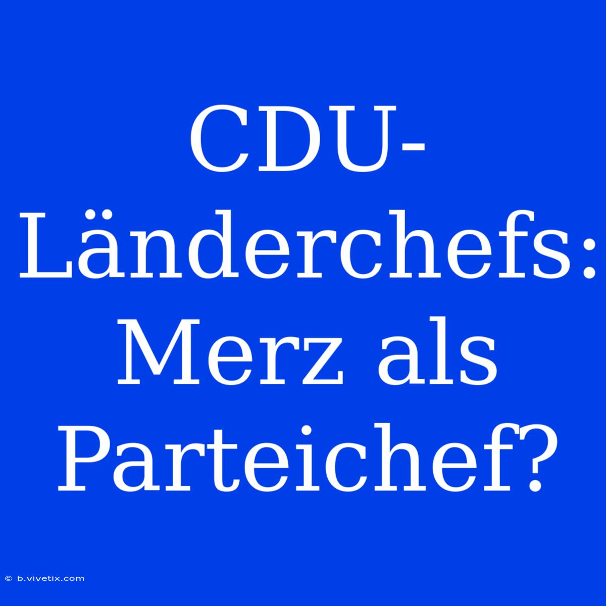 CDU-Länderchefs: Merz Als Parteichef?