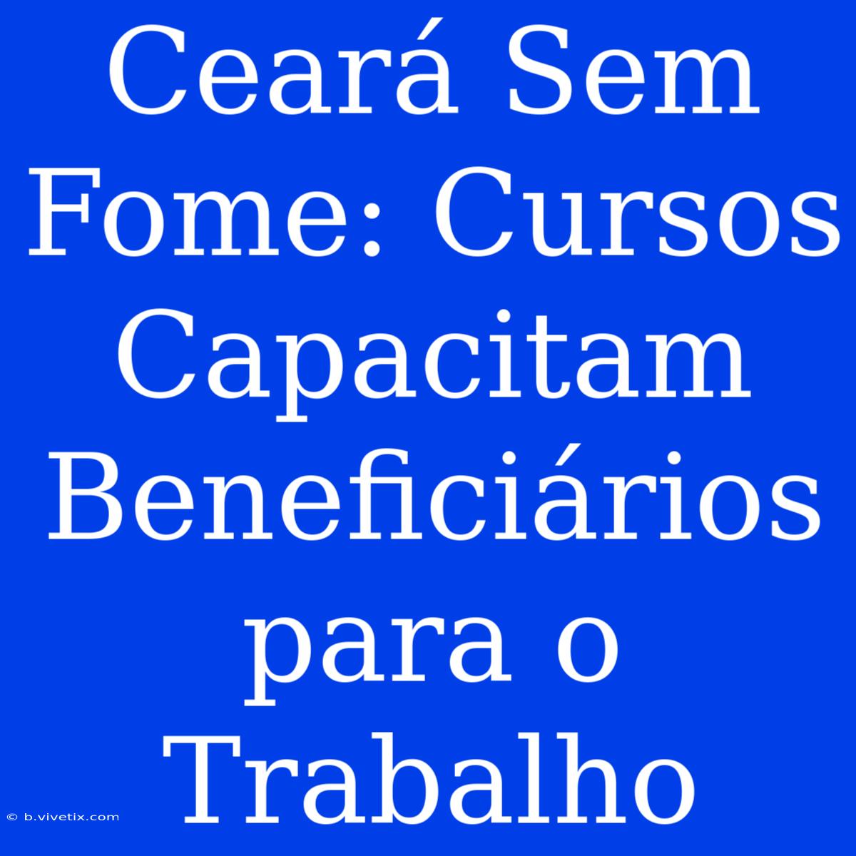 Ceará Sem Fome: Cursos Capacitam Beneficiários Para O Trabalho