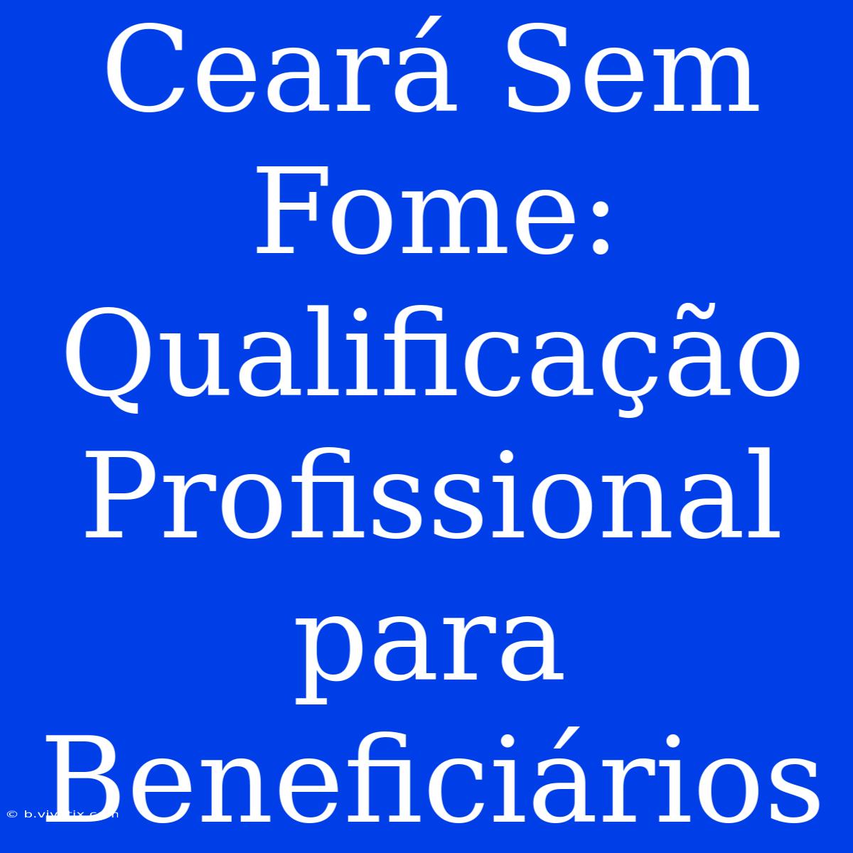 Ceará Sem Fome: Qualificação Profissional Para Beneficiários