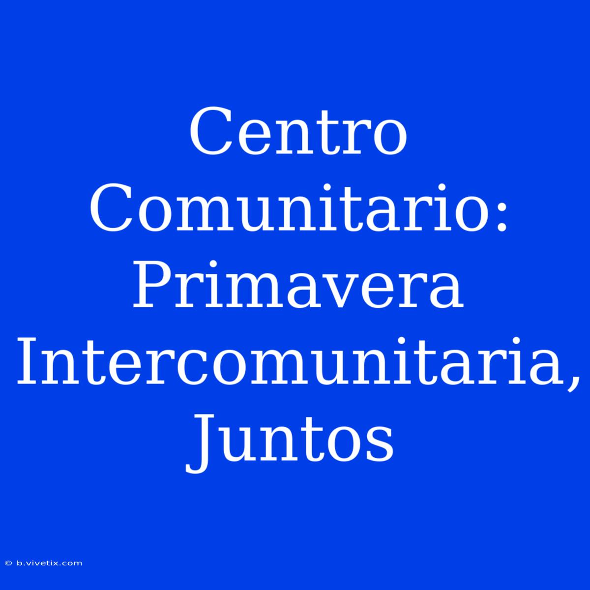 Centro Comunitario: Primavera Intercomunitaria, Juntos