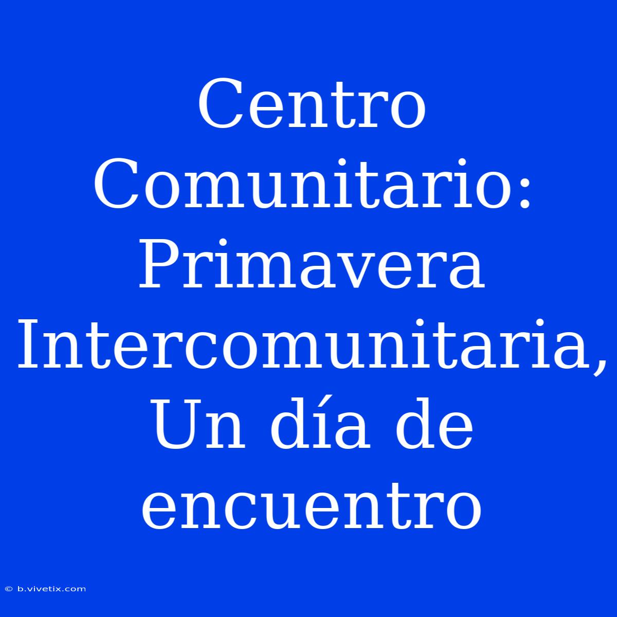 Centro Comunitario: Primavera Intercomunitaria, Un Día De Encuentro