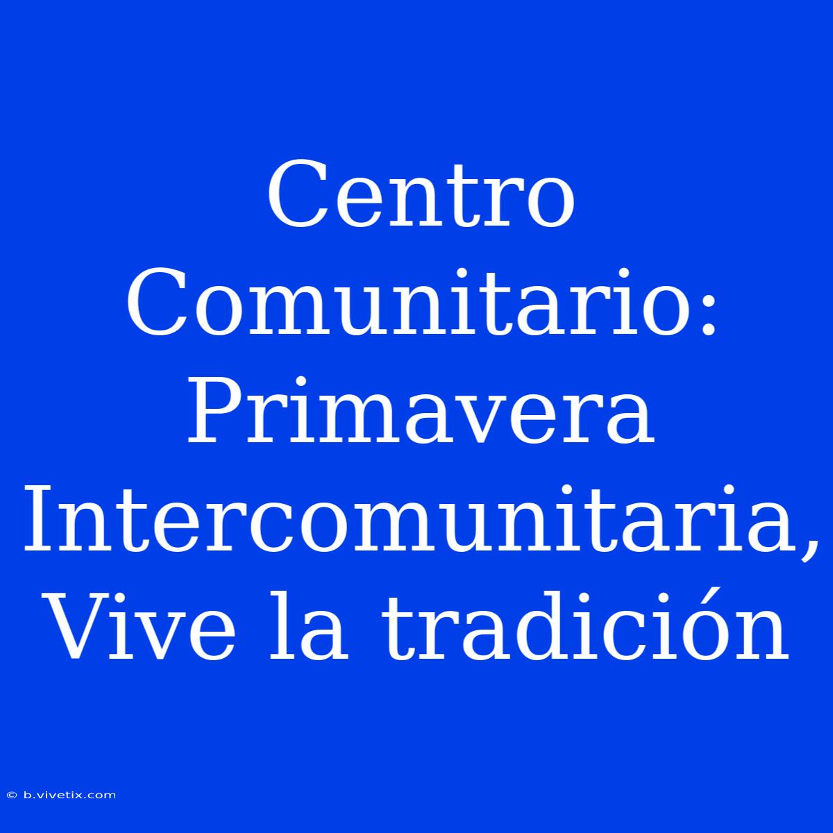 Centro Comunitario: Primavera Intercomunitaria, Vive La Tradición