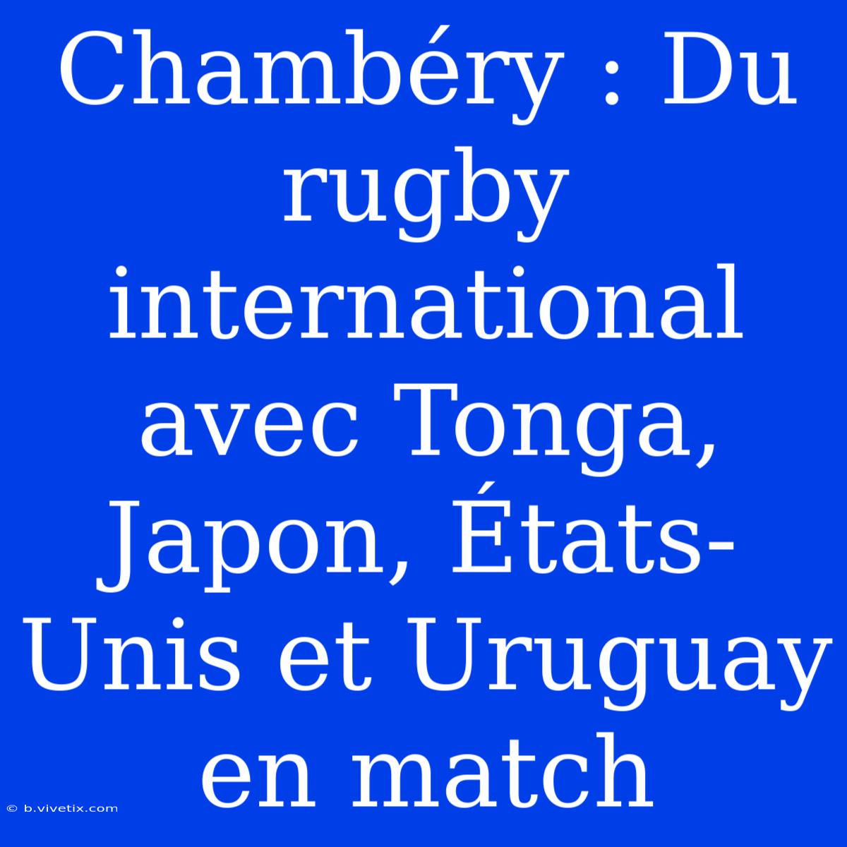 Chambéry : Du Rugby International Avec Tonga, Japon, États-Unis Et Uruguay En Match 