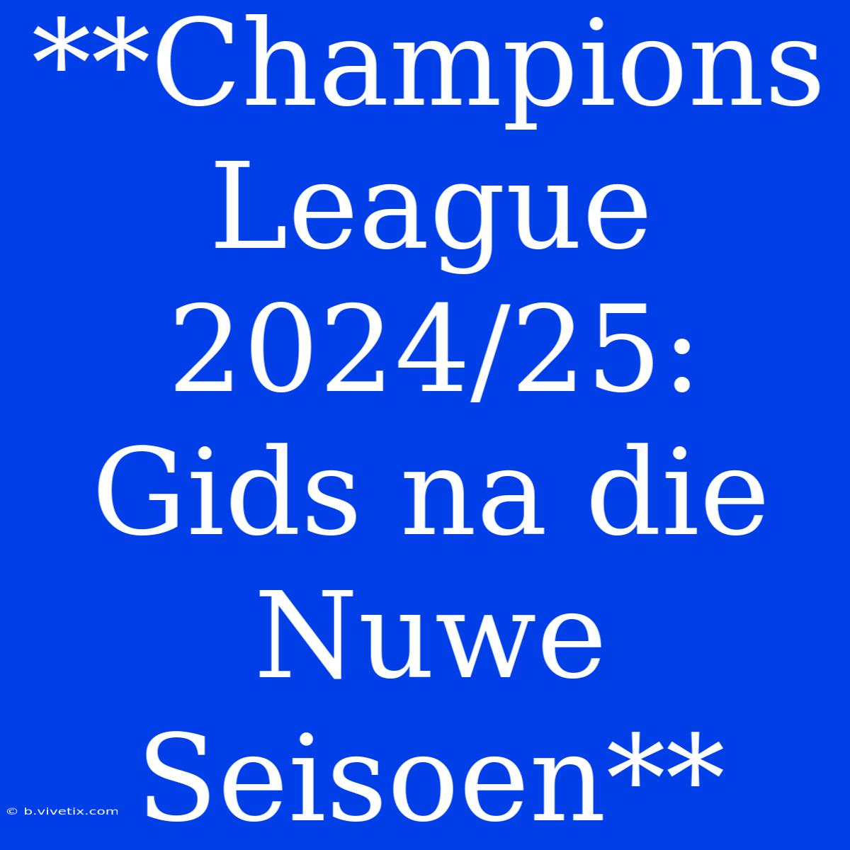 **Champions League 2024/25: Gids Na Die Nuwe Seisoen**