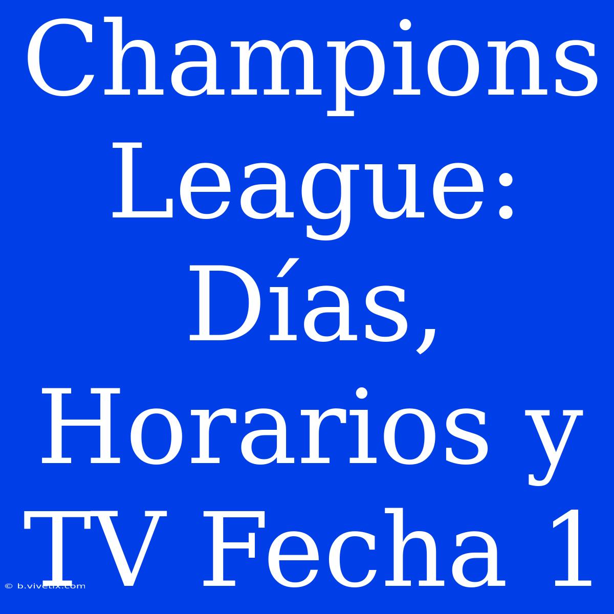 Champions League: Días, Horarios Y TV Fecha 1