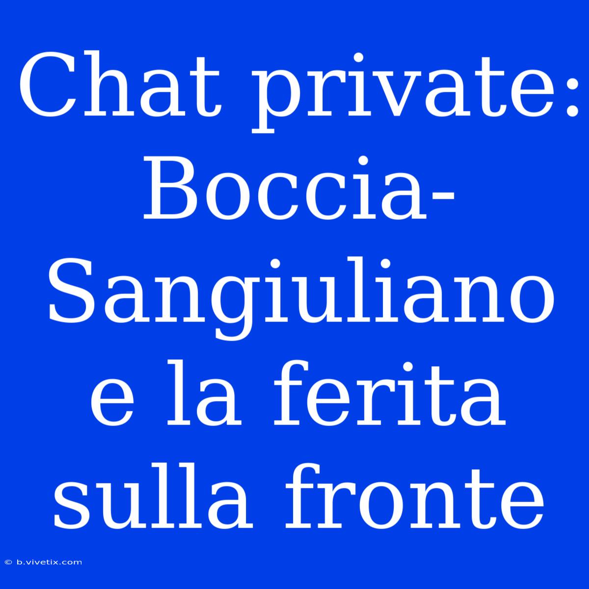 Chat Private: Boccia-Sangiuliano E La Ferita Sulla Fronte