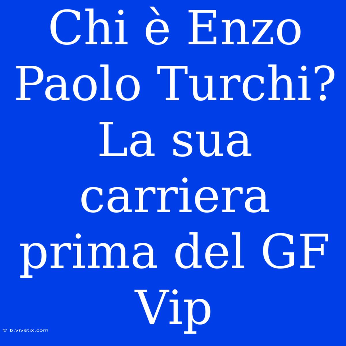 Chi È Enzo Paolo Turchi? La Sua Carriera Prima Del GF Vip