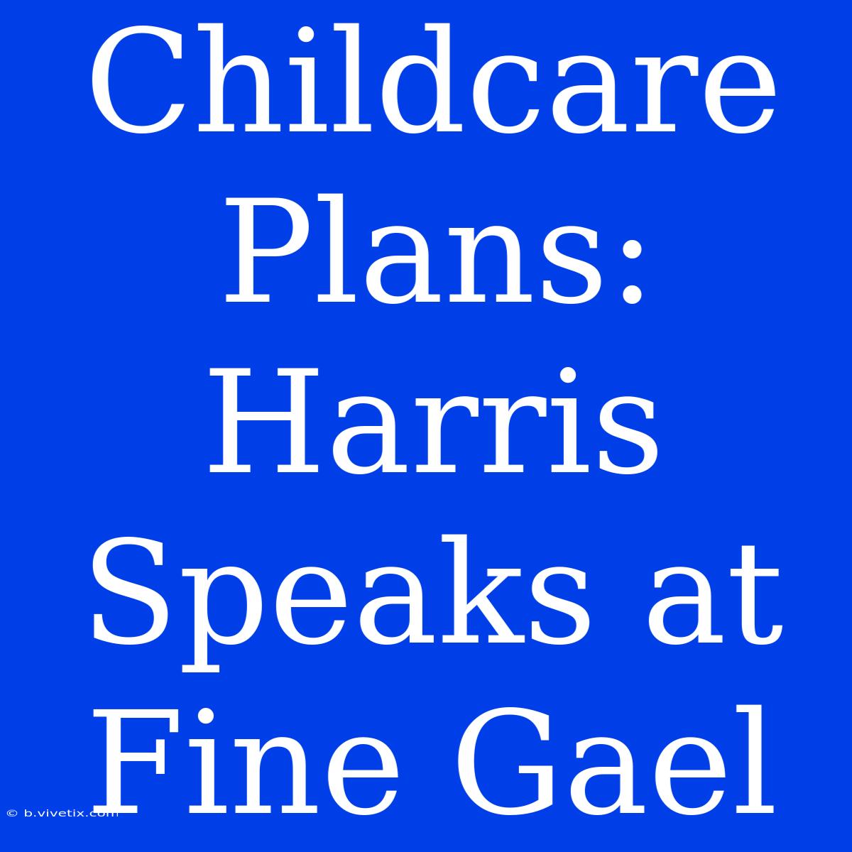 Childcare Plans: Harris Speaks At Fine Gael